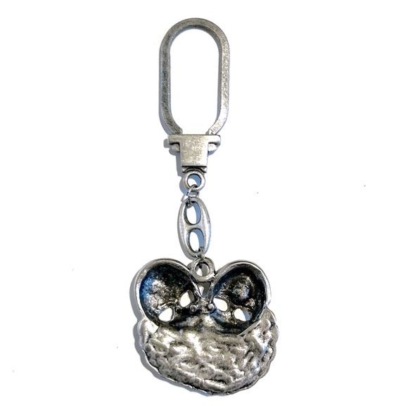 Vintage Harlequin Clown Masques Masks Shaped Metal Keychain Silver Tone Theatre - Picture 3 of 8